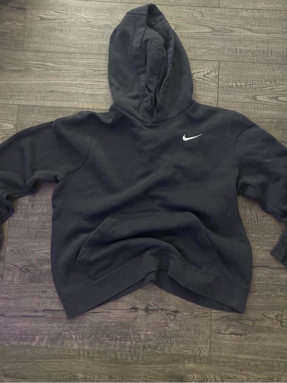 Nike Black Kids Hooded Pullover with White Swoosh